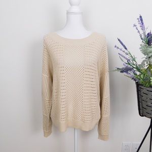Moth Cream Open Knit Long Sleeve Sweater
